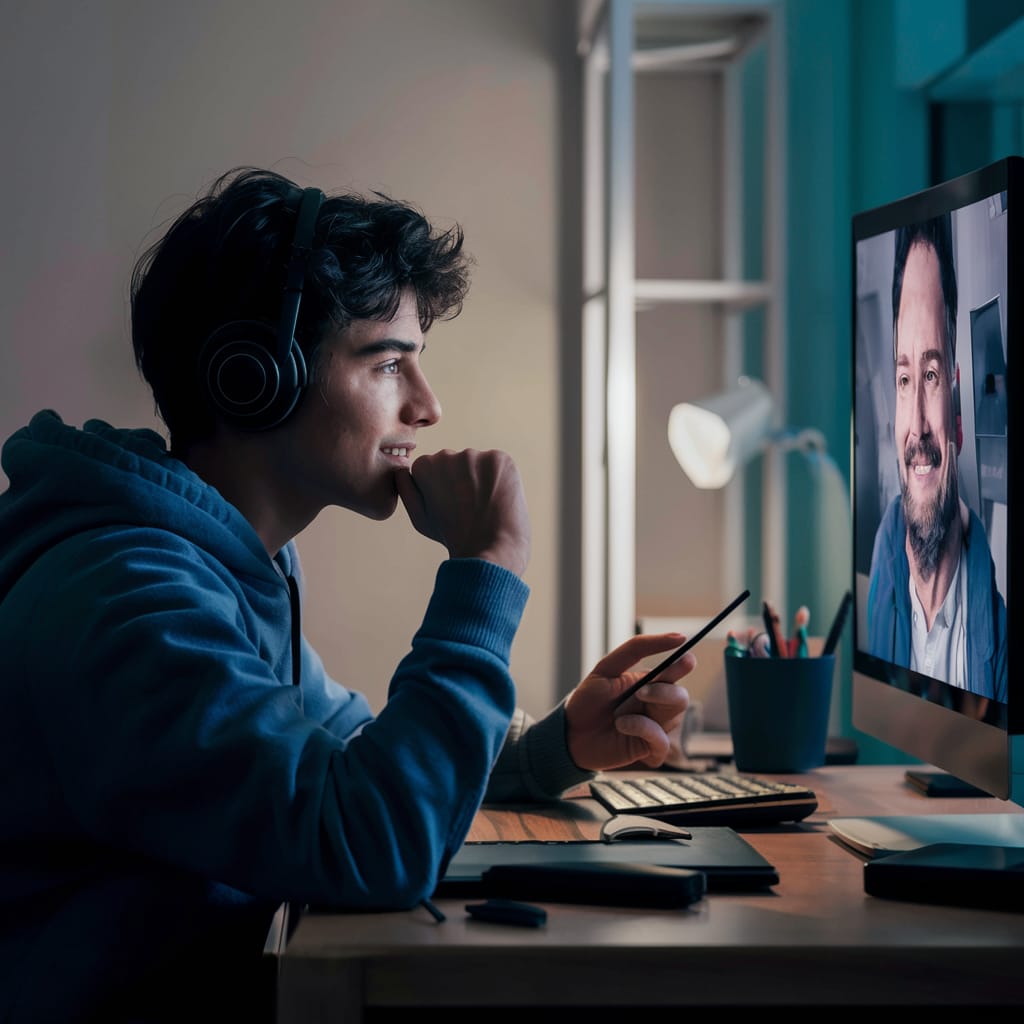 Pessoa estudando Alemão Online